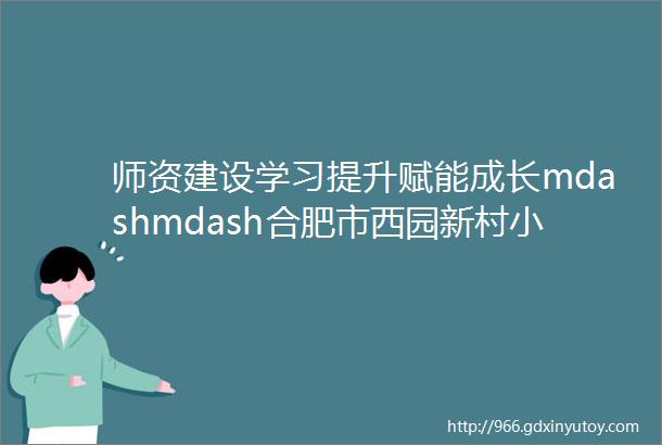 师资建设学习提升赋能成长mdashmdash合肥市西园新村小学南校教育集团2022年度新进教师培训